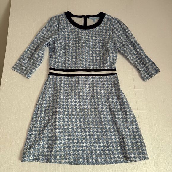 Draper James Honeycomb Floral Persley Ponte Dress Medium Blue and‎ White - Picture 15 of 16